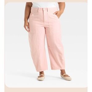 Universal Thread Easy Barrel Pink High Rise Seam Detail Pants Size 14 NWT
